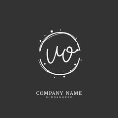Fototapeta na wymiar Handwritten initial letter U O UO for identity and logo. Vector logo template with handwriting and signature style.