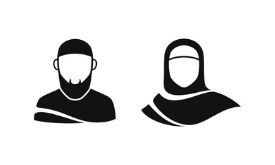 avatar muslim man and woman icon, vector illustration