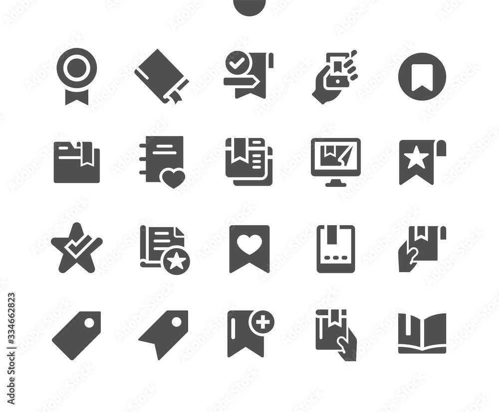 Poster bookmarks & tags well-crafted pixel perfect vector solid icons 30 2x grid for web graphics and apps.