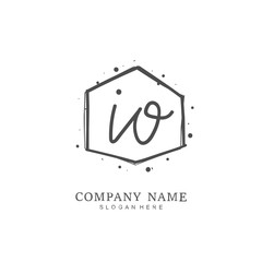 Handwritten initial letter I O IO for identity and logo. Vector logo template with handwriting and signature style.