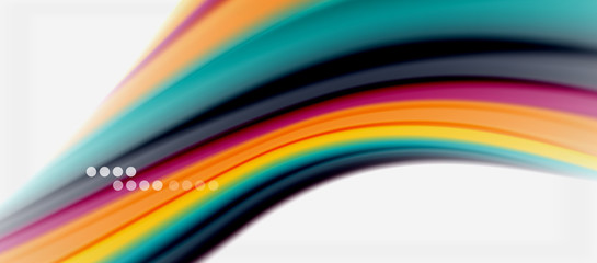 Wave lines abstract background, smooth silk design with rainbow style colors. Liquid fluid color waves. Vector Illustration