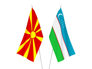 North Macedonia and Uzbekistan flags