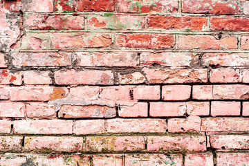 Texture of a brick wall with cracks and scratches which can be used as a background