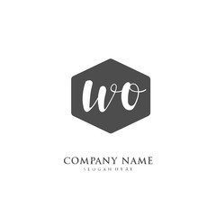 Handwritten initial letter W O WO for identity and logo. Vector logo template with handwriting and signature style.
