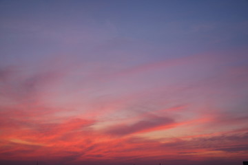 Sunshine in the sky , Orange color in the sky, clouds