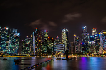 city by night, singapore