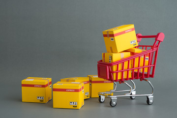 Ecommerce, online shopping and COD (Cash On Delivery) service concept. Consumer purchase products...