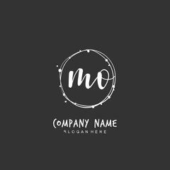 Handwritten initial letter M O MO for identity and logo. Vector logo template with handwriting and signature style.