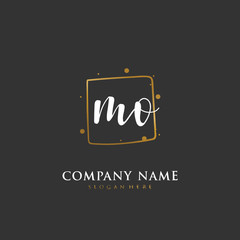 Fototapeta premium Handwritten initial letter M O MO for identity and logo. Vector logo template with handwriting and signature style.