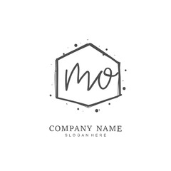 Handwritten initial letter M O MO for identity and logo. Vector logo template with handwriting and signature style.