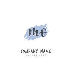 Handwritten initial letter M O MO for identity and logo. Vector logo template with handwriting and signature style.