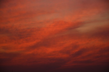 Sunshine in the sky , Orange color in the sky, clouds
