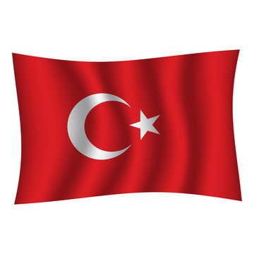 Turkey flag background with cloth texture. Turkey Flag vector illustration eps10. - Vector