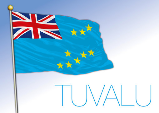 Tuvalu official national flag and coat of arms, oceania, vector illustration
