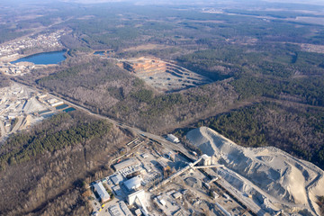 granite quarry, ore mining, aerial view