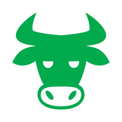 Vector cartoon stock market bull head silhouette icon, business illustration, trading sign