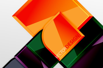 Glossy glass squares with round elements geometric composition. Abstract geometric background with 3d effect composition For Wallpaper, Banner, Background, Card, Book Illustration, landing page