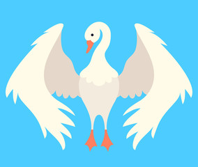 Vector cartoon white swan beautifil bird illustration