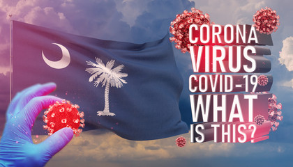 Coronavirus COVID-19, Frequently Asked Question - What Is It text, medical concept with flag of the states of USA. State of Nebraska flag 3D illustration.