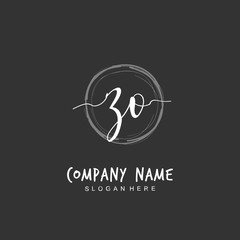 Handwritten initial letter Z O ZO for identity and logo. Vector logo template with handwriting and signature style.