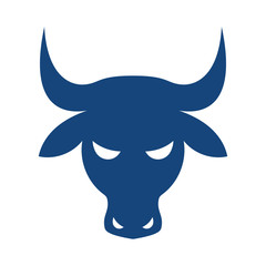 Vector stock market bull head silhouette icon, business illustration, trading sign