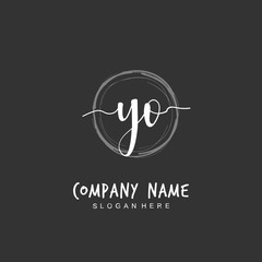 Handwritten initial letter Y O YO for identity and logo. Vector logo template with handwriting and signature style.