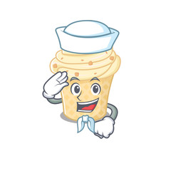 Sailor cartoon character of vanilla ice cream with white hat