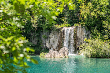 Obraz na płótnie Canvas waterfall in plitvicke lakes plitvice croatia national park summer holiday travel tourist destination