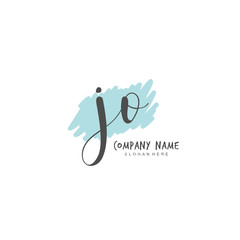 Handwritten initial letter J O JO for identity and logo. Vector logo template with handwriting and signature style.