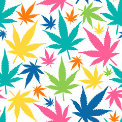 Marijuana leaves seamless vector pattern. Cannabis seamless pattern. Pattern with marijuana leaf.