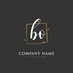 Handwritten initial letter B O BO for identity and logo. Vector logo template with handwriting and signature style.