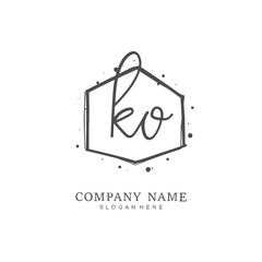 Handwritten initial letter K O KO for identity and logo. Vector logo template with handwriting and signature style.