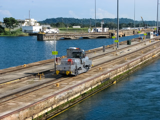 Electric locomotive on the Panama Canal