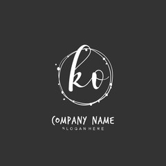 Handwritten initial letter K O KO for identity and logo. Vector logo template with handwriting and signature style.