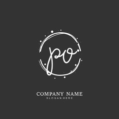 Handwritten initial letter P O PO for identity and logo. Vector logo template with handwriting and signature style.