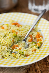 Fresh made Alphabet Soup (selective focus)