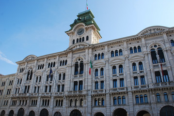 Fototapeta na wymiar Palazzo del Comune Town Hall. Piazza Unità d'Italia, Unity of Italy Square. Main square in Trieste. 