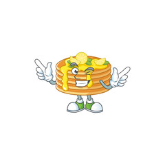 Cartoon character design concept of lemon cream pancake cartoon design style with wink eye