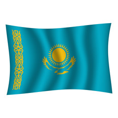 Kazakhstan flag background with cloth texture. Kazakhstan Flag vector illustration eps10. - Vector