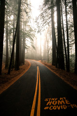 Obraz premium Stay At Home Text on Asphalt