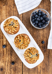 Blueberry Muffins (selective focus; detailed close-up shot)