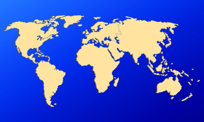 World map vector illustration. World map on blue background.