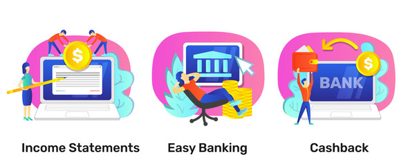 Internet banking illustration set. Business and finance. Bright colorful storytelling. Isolated illustration pack for your design, infographic, landing page or app designing.