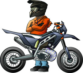 Supermotard motorcycle racer boy
