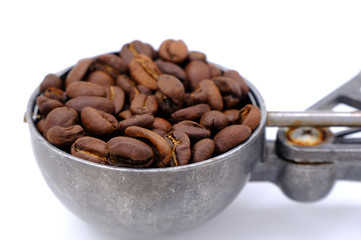 stock image of the coffee bean on the shovel