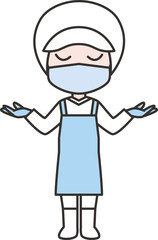 女性-白衣(マスク付き)08