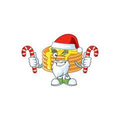 Lemon cream pancake humble Santa Cartoon character having candies