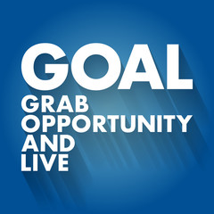 GOAL - Grab Opportunity And Live acronym, business concept background