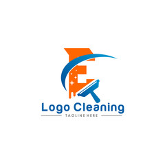 Initial letter logo E cleaning clean service logo icon vector template.