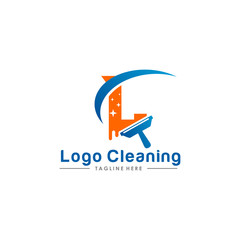 Initial letter logo J cleaning clean service logo icon vector template.
